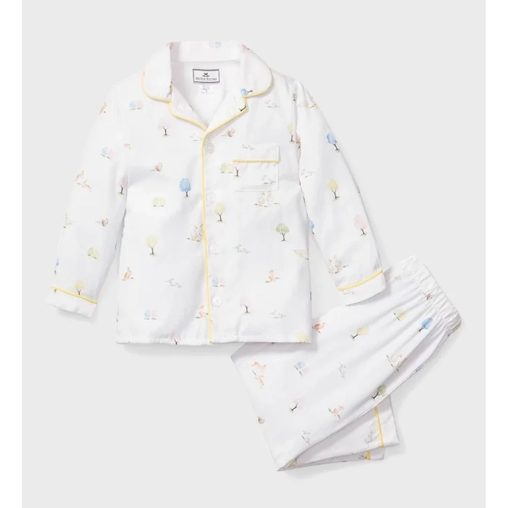 Petite Plume Kids Easter Gardens Pajama Set White Yellow SPJES103 Size 3 NEW